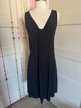 Ann Taylor LOFT Black Sleeveless Swing Dress Draped V Back Size 12